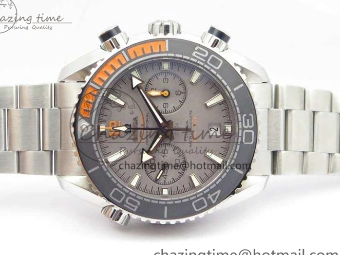 0218 Planet Ocean Master Chrono SS OM 1:1 Best Edition Gray Dial On SS Bracelet A9900 V Efficient 8116